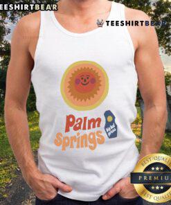 Official Big Bud Press Tourist Palm Springs 2025 tank top featuring vibrant graphics and a stylish design for summer wear.