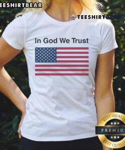 Official Eric Adams 'In God We Trust' Ladies Tee featuring bold text and stylish design, perfect for supporters of Eric Adams.