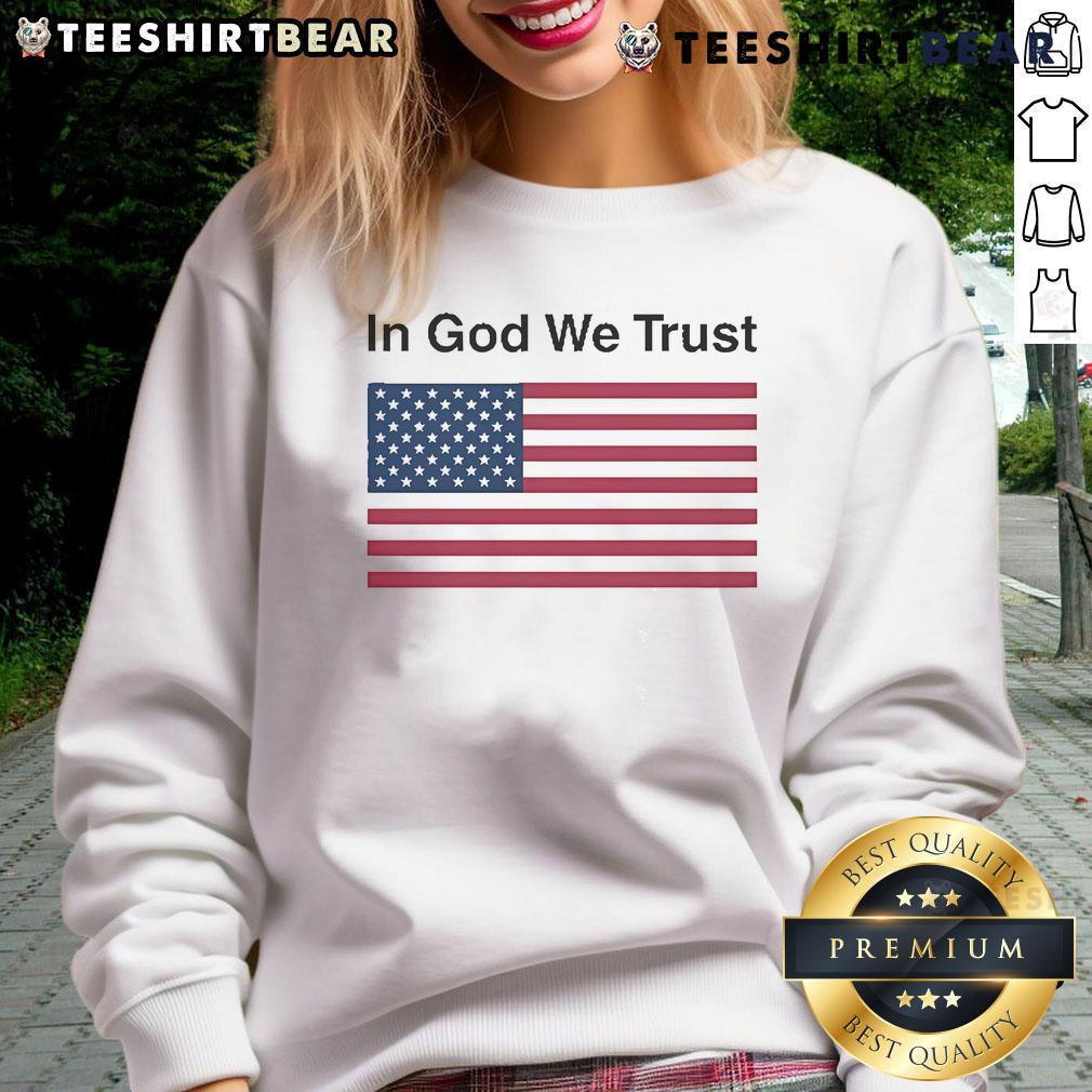 Official Eric Adams 'In God We Trust' sweatshirt featuring bold text and a stylish design, perfect for supporters.