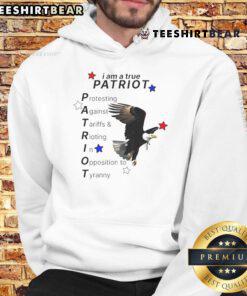Alt Text: Official I Am A True Patriot Bald Eagle Hoodie featuring a bold eagle graphic and patriotic colors, ideal for proud Americans.