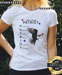 Official I Am A True Patriot Bald Eagle Ladies Tee featuring a majestic eagle design, perfect for patriotic women.