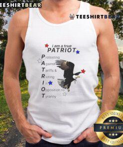 Official I Am A True Patriot Bald Eagle Tank Top featuring a bold eagle graphic, perfect for patriotic events and summer wear.
