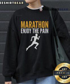 Official Marathon 'Enjoy The Pain' sweatshirt for half marathon runners, showcasing motivation and athletic spirit.