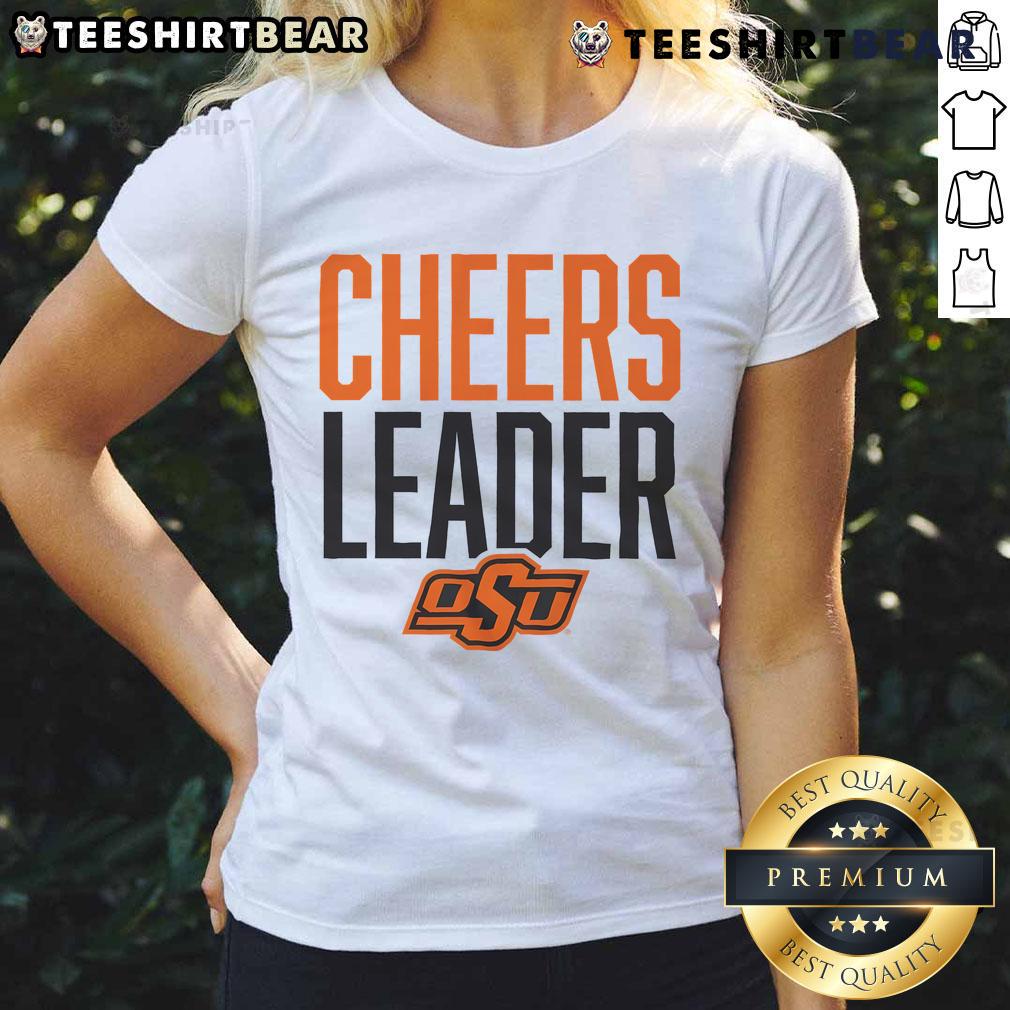 Official Oklahoma State Cowboys Cheers Leader Ladies Tee featuring team colors and logo, perfect for game day wear.