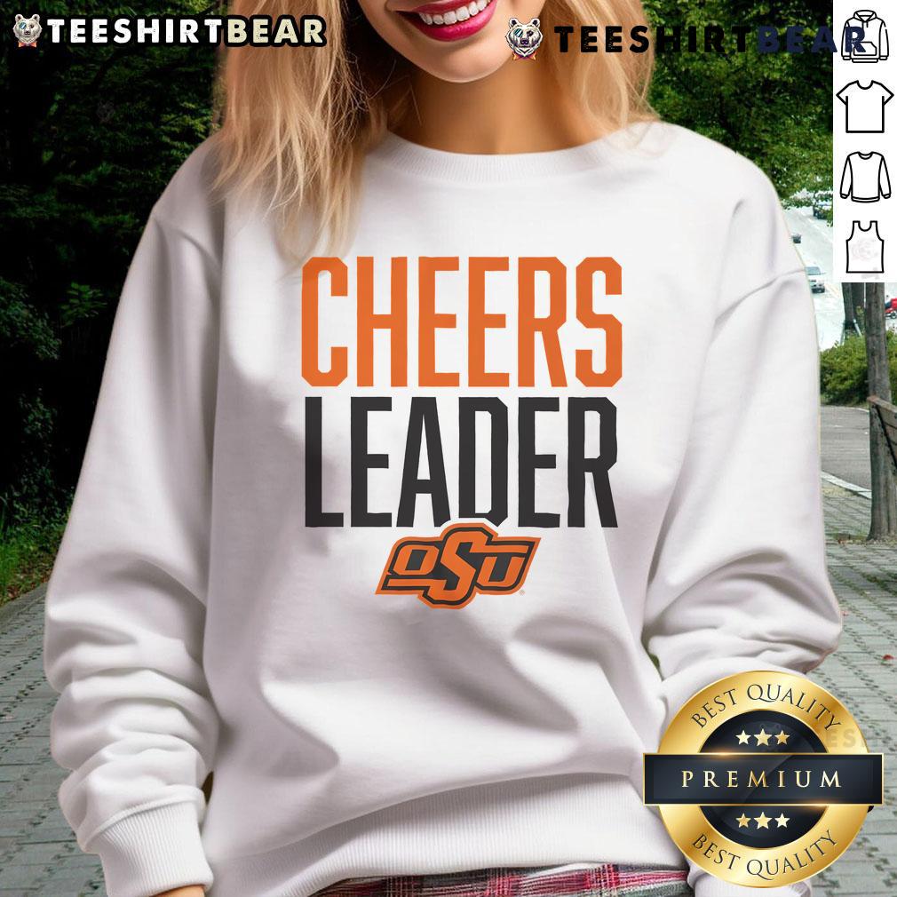 Official Oklahoma State Cowboys Cheers Leader Sweatshirt in orange, perfect for game day and showing team spirit.