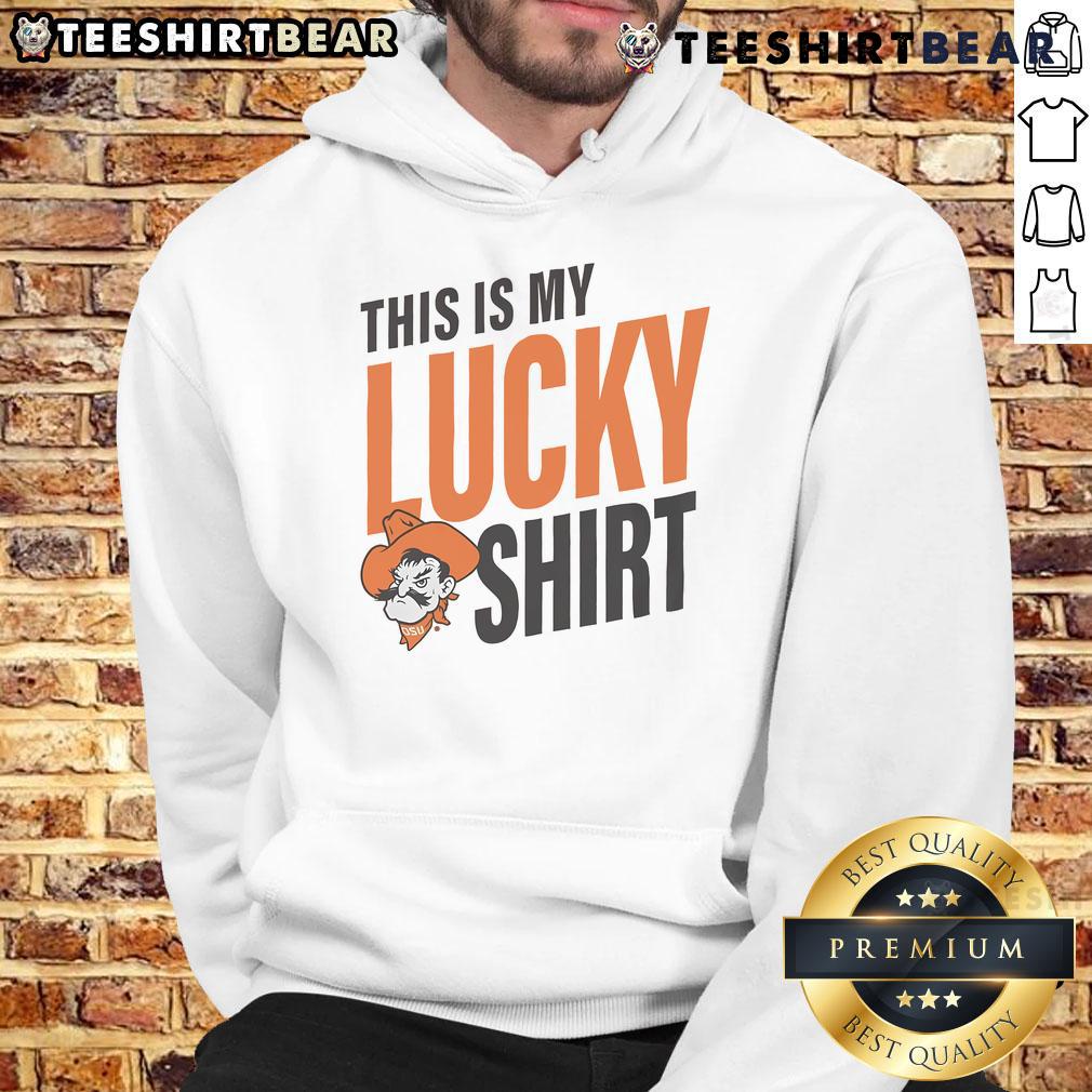 Official Oklahoma State Cowboys hoodie featuring 'This Is My Lucky Hoodie' design in vibrant team colors.