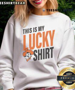 Official Oklahoma State Cowboys sweatshirt with 'This Is My Lucky Sweatshirt' design, perfect for fans and game days.