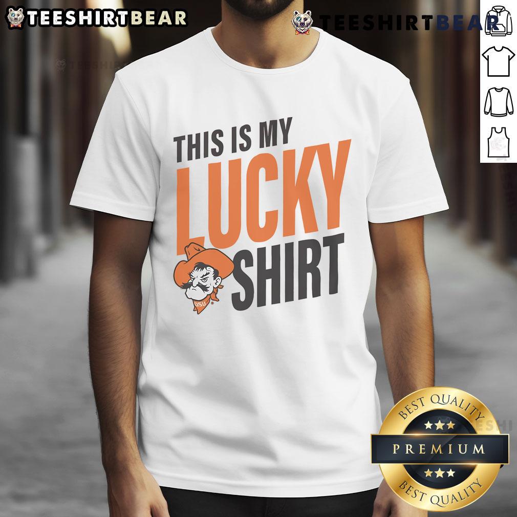 Official Oklahoma State Cowboys 'This Is My Lucky T-Shirt' featuring vibrant team colors and logo, perfect for fans.