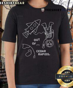 Official Out Of Cedar Rapids ladies tee featuring a stylish design and comfortable fit for casual wear.