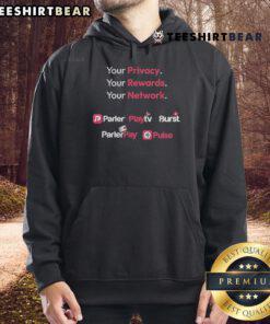 Official Parler CPAC vendor hoodie featuring bold logo, ideal for supporters and attendees of the CPAC event.