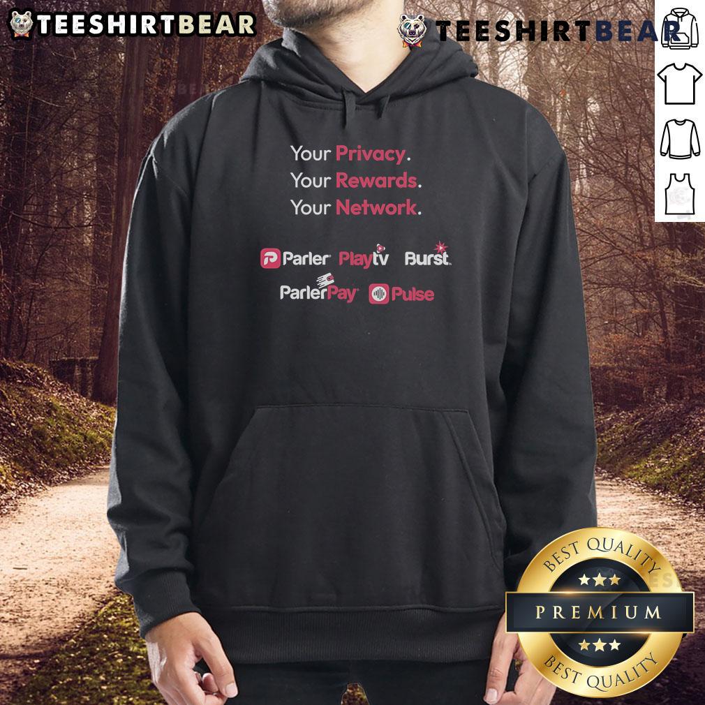 Official Parler CPAC vendor hoodie featuring bold logo, ideal for supporters and attendees of the CPAC event.