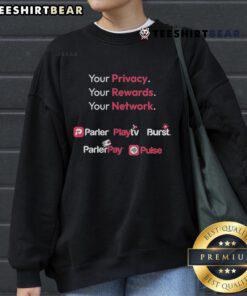Official Parler CPAC vendor sweatshirt featuring vibrant colors and logo, perfect for fans of conservative merchandise.