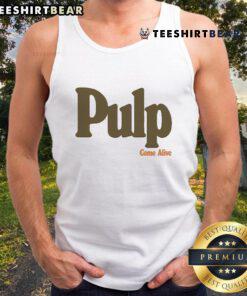 Official Pulp Come Alive logo tank top featuring vibrant design, perfect for fans of the iconic band and summer fashion.