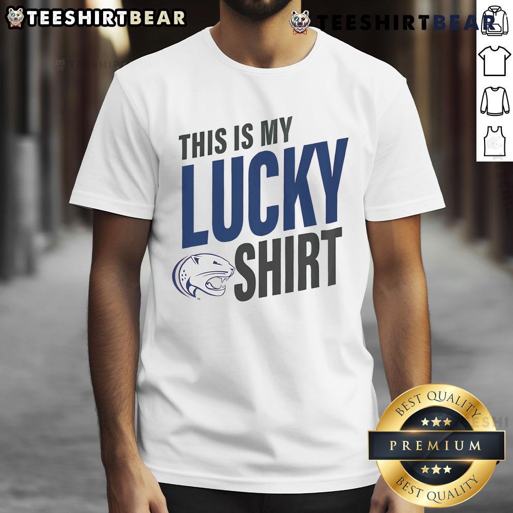 Alt Text: Official South Alabama Jaguars This Is My Lucky T-Shirt featuring team colors and logo, perfect for game day.
