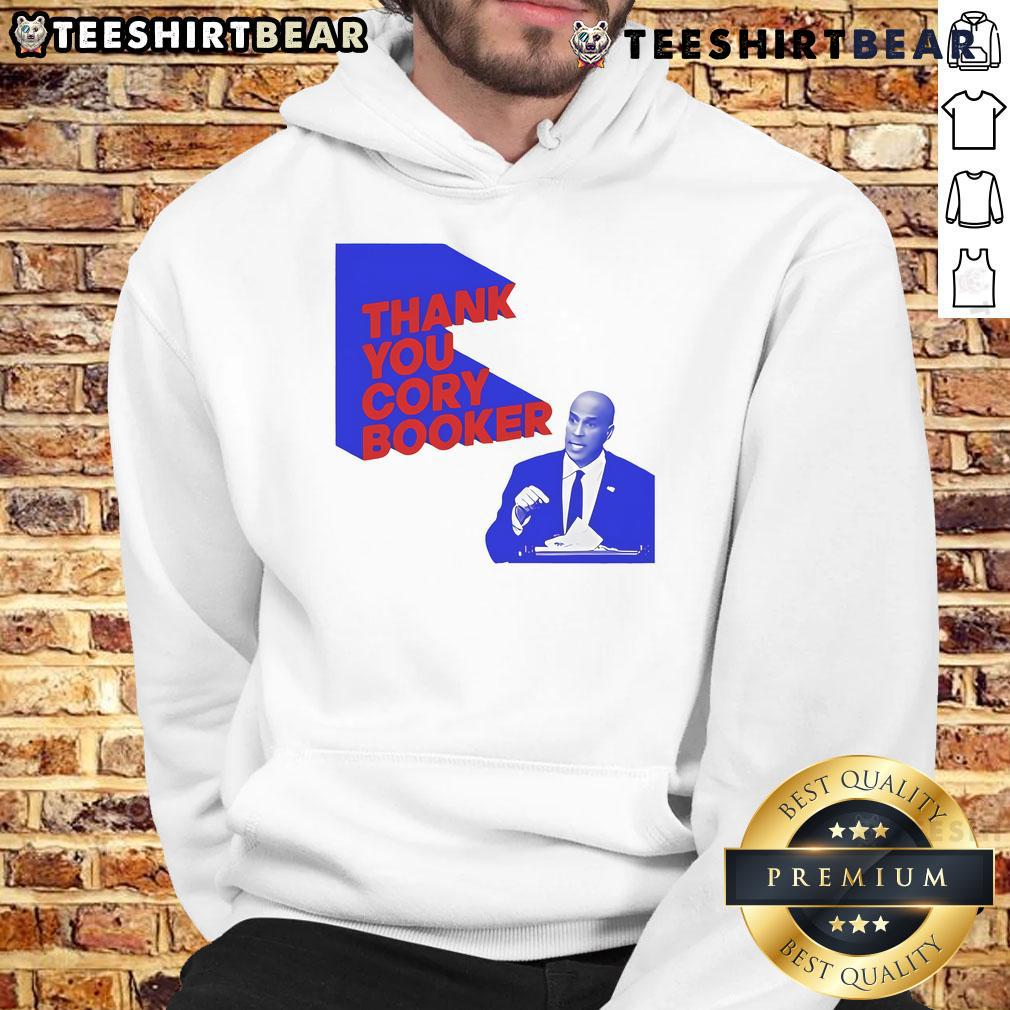 Official Thank You Cory Booker Hoodie featuring a bold design, perfect for supporters of Cory Booker and his campaign.