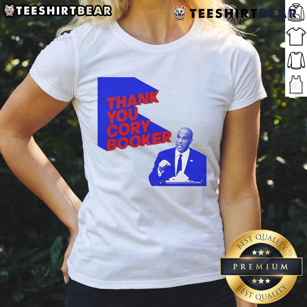 Official Thank You Cory Booker Ladies Tee featuring a stylish design celebrating Cory Booker's campaign support.