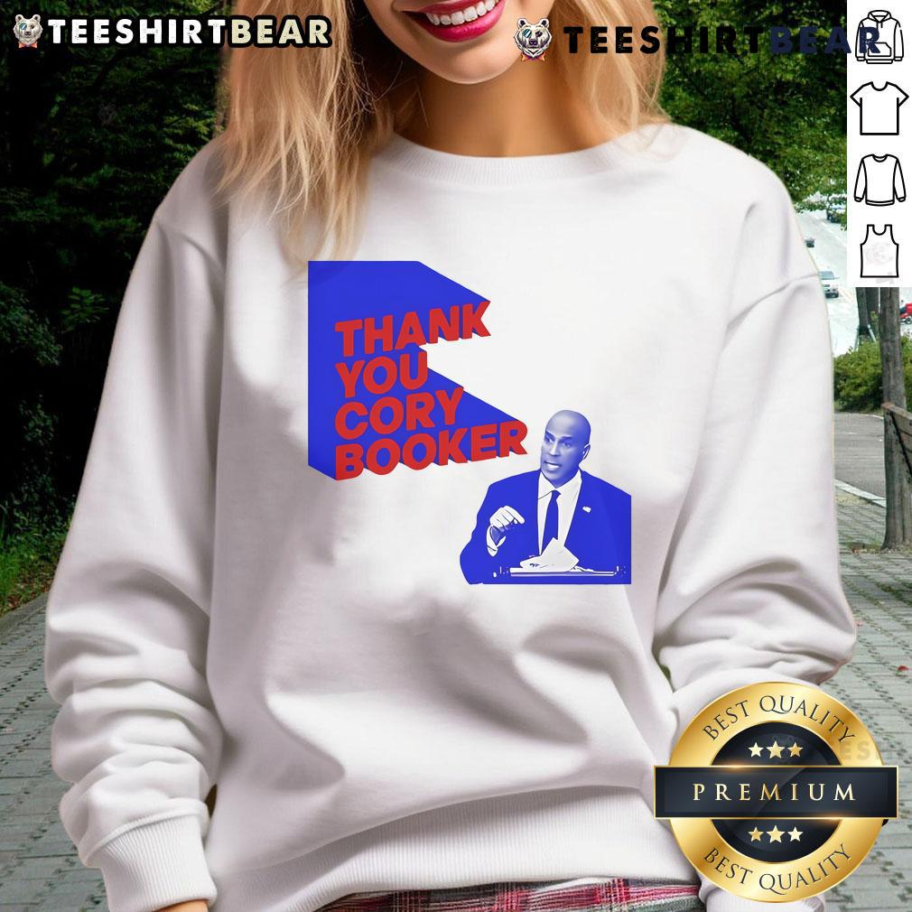 Official Thank You Cory Booker Sweatshirt featuring a bold design and vibrant colors celebrating Cory Bookers contributions.