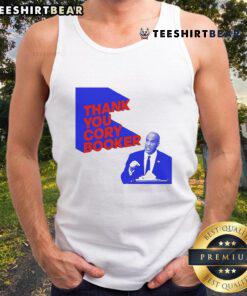 Official Thank You Cory Booker Tank Top featuring bold text and vibrant colors, perfect for supporters of Cory Booker.