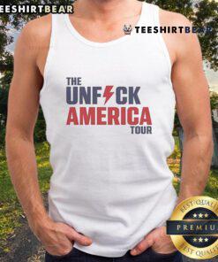 Alt Text: Official The Unfck America Tour tank top featuring bold graphics and a modern design for fans and supporters.