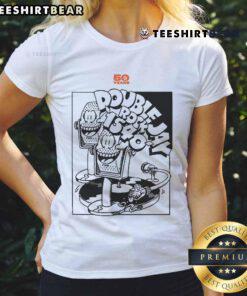Official Triple J 50 Years Double Jay Rock 1540 Ladies Tee featuring vibrant design and comfortable fit for fans.
