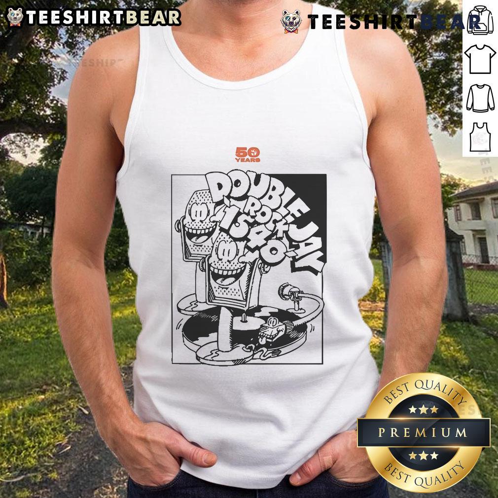 Official Triple J 50 Years Double Jay Rock 1540 tank top featuring a bold design celebrating Triple J's anniversary.