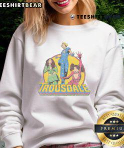 Alt Text: Stylish Official Trousdale Comic Book Sweatshirt featuring vibrant comic graphics, perfect for casual wear and fans.