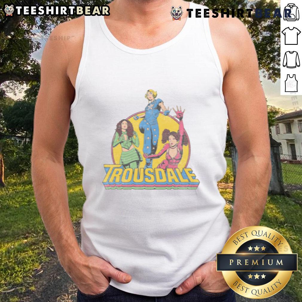 Official Trousdale Comic Book Tank Top featuring vibrant graphic design, perfect for comic book fans and casual wear.