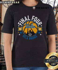 Official UCLA Basketball 2025 Women's Final Four ladies tee showcasing team pride and tournament spirit.
