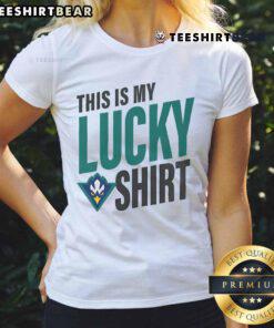 Alt Text: Official UNC Wilmington Seahawks This Is My Lucky ladies tee featuring vibrant team colors and logo.