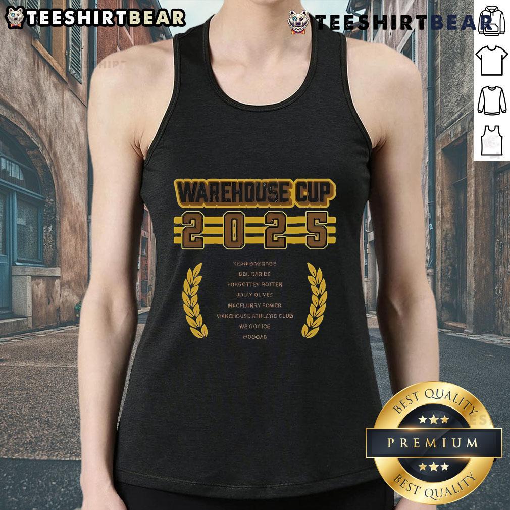 Official Warehouse Cup The Woogas 2025 tank top featuring vibrant colors and logo design, perfect for sports fans.