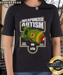Official Weaponized Autism Military Ladies Tee showcasing a bold design for proud supporters of autism awareness.