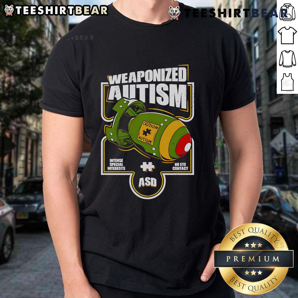 Official Weaponized Autism Military T-Shirt featuring bold graphics and a unique design for autism awareness and support.