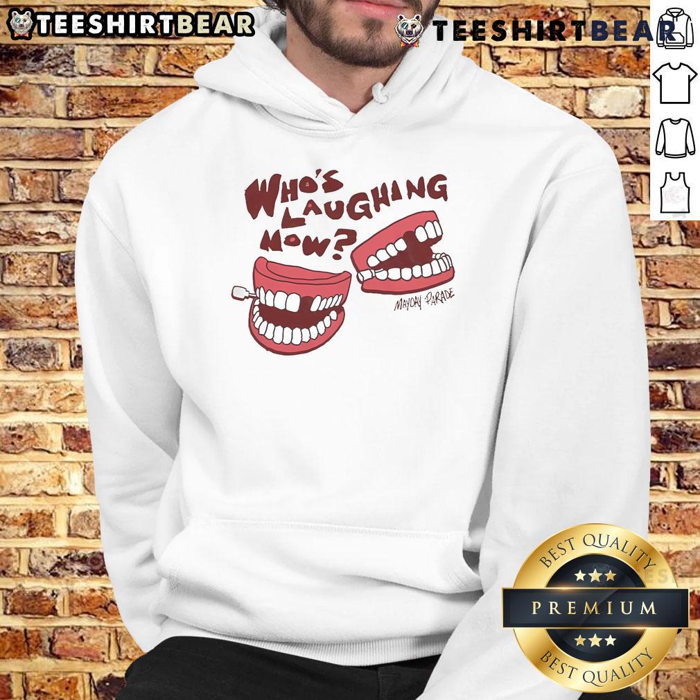Alt Text: Official Who's Laughing Now Horizon Mayday Parade hoodie featuring vibrant graphics and a stylish design.