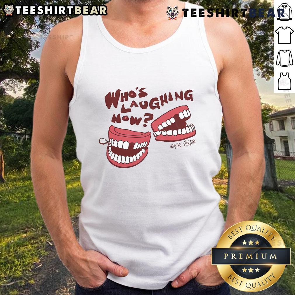 Official Who's Laughing Now Horizon Mayday Parade tank top featuring vibrant graphic design and comfortable fit for fans.