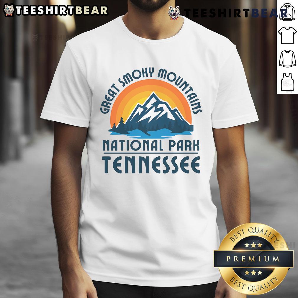 Premium Great Smoky Mountains National Park Tennessee T-Shirt featuring scenic mountain graphics and vibrant colors.