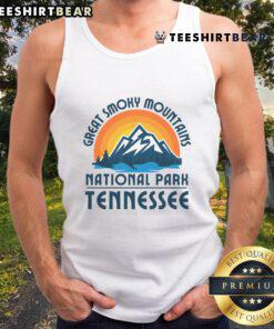 Alt Text: Premium tank top featuring the Great Smoky Mountains National Park design, perfect for outdoor enthusiasts in Tennessee.