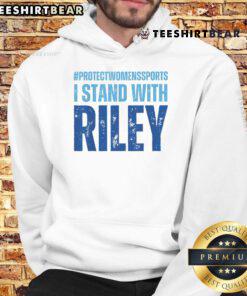 Premium 'I Stand With Riley Gaines' Protect Sport Hoodie in black, featuring bold text and a comfortable fit for athletes.