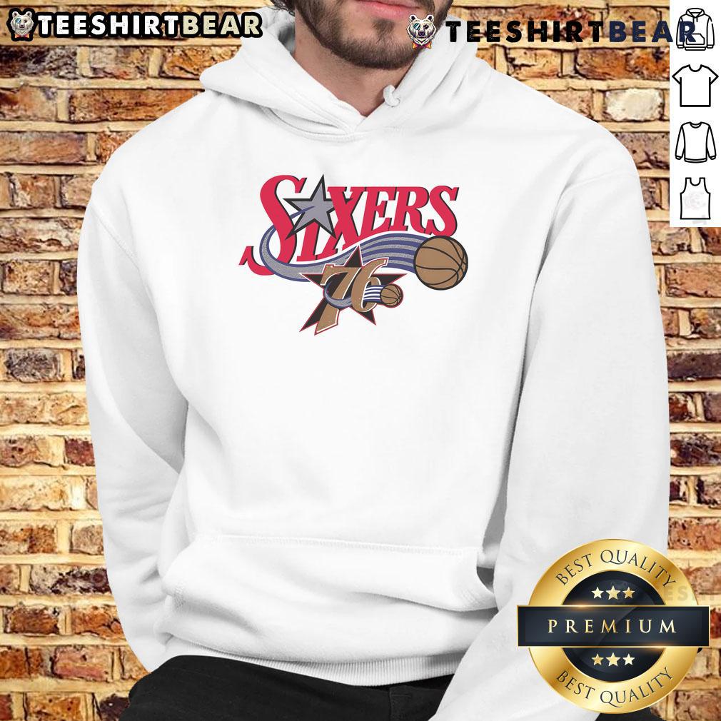 Alt Text: Premium Philadelphia 76ers Hardwood Classics Evergreen Hoodie featuring team colors and logo for ultimate fan style.