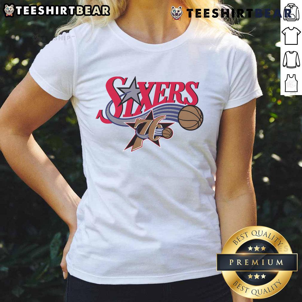 Premium Philadelphia 76ers Hardwood Classics Evergreen Ladies Tee featuring vibrant team colors and stylish design.
