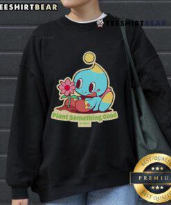 Alt Text: Premium The Hedgehog Plant Something Good Earth Day Chao Sonic Sweatshirt featuring vibrant graphics and eco-friendly design.