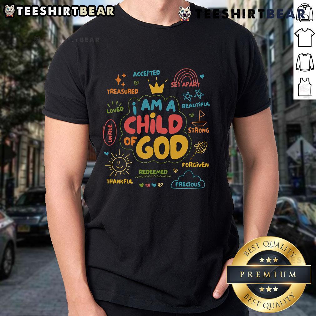 Pretty I Am A Child Of God Christian retro Jesus faith t-shirt design featuring vibrant colors and uplifting message.