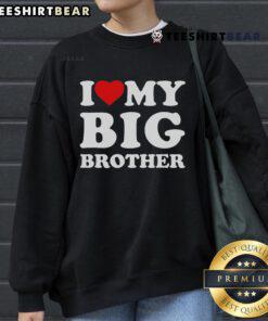 Pretty I Love My Big Brother Heart Sweatshirt in pink, perfect for showing sibling love and style.