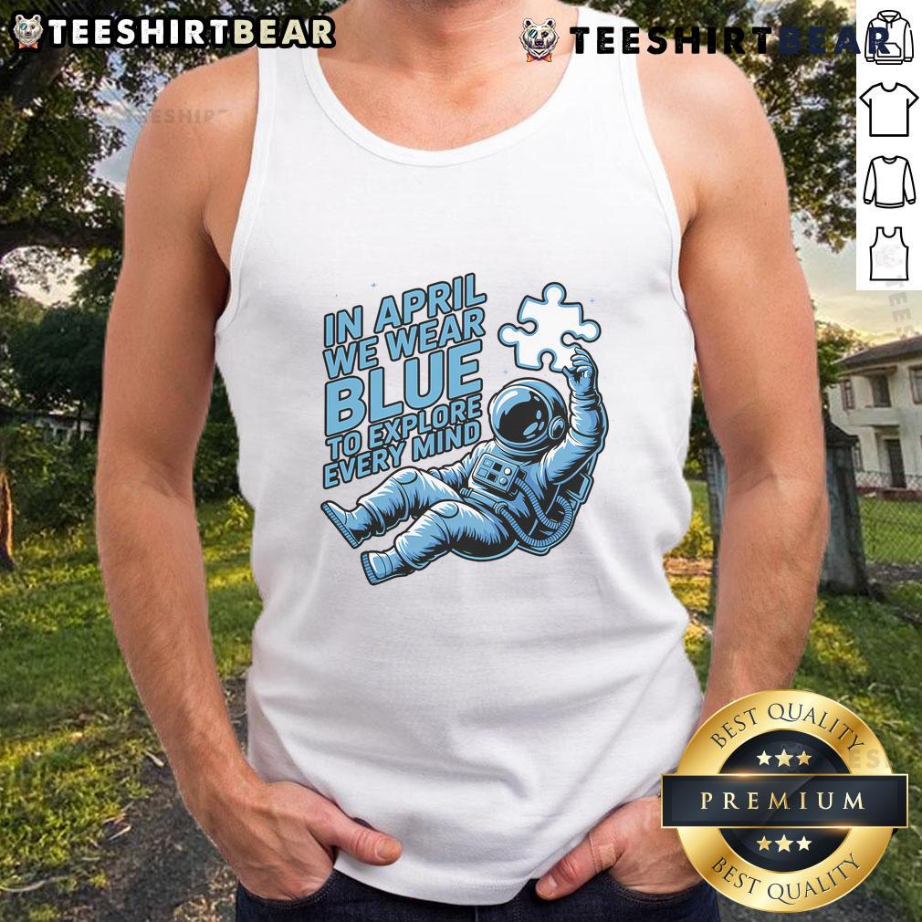 Pretty in April, we wear blue to explore every mind in this astronaut tank top design, perfect for spring adventures.
