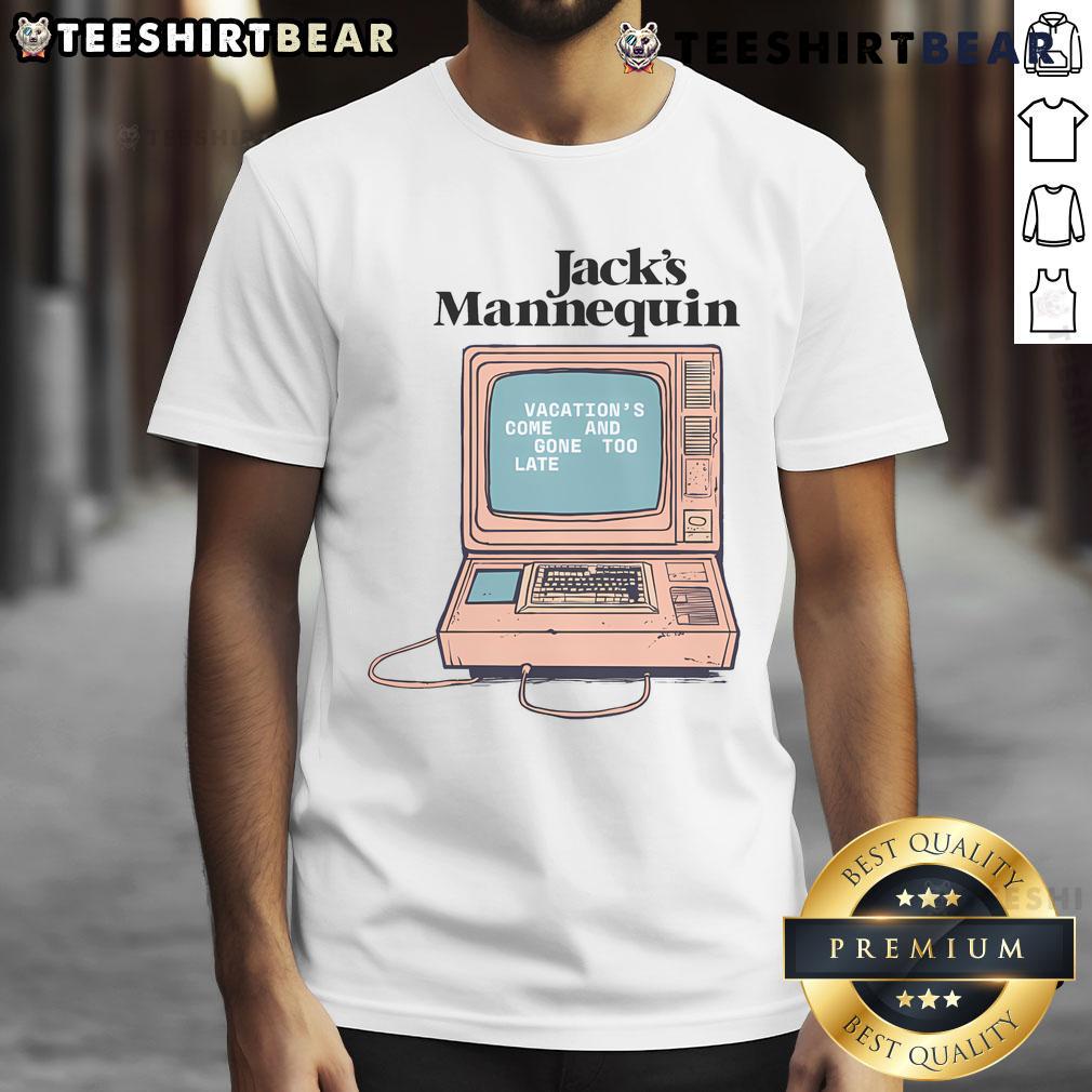 Pretty Jack's Mannequin vacation-themed computer t-shirt featuring vibrant graphics, perfect for summer adventures.