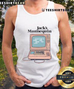 Pretty Jacks mannequin wearing a tank top featuring 'Vacations Come And Gone' slogan, perfect for summer vibes.