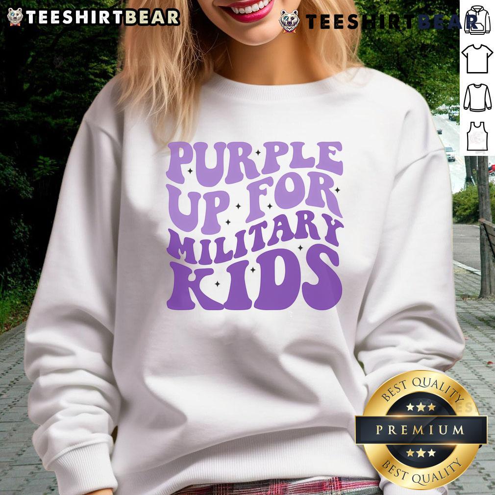 Pretty purple sweatshirt for military kids featuring a stylish design, perfect for showing support and pride.