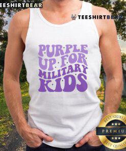 Pretty purple tank top for military kids featuring a fun design, perfect for summer wear and showing support.