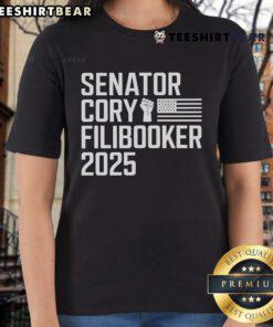 Pretty Senator Cory Booker in a stylish filibuster-themed tee, perfect for fans of Cory Booker's activism and fashion.