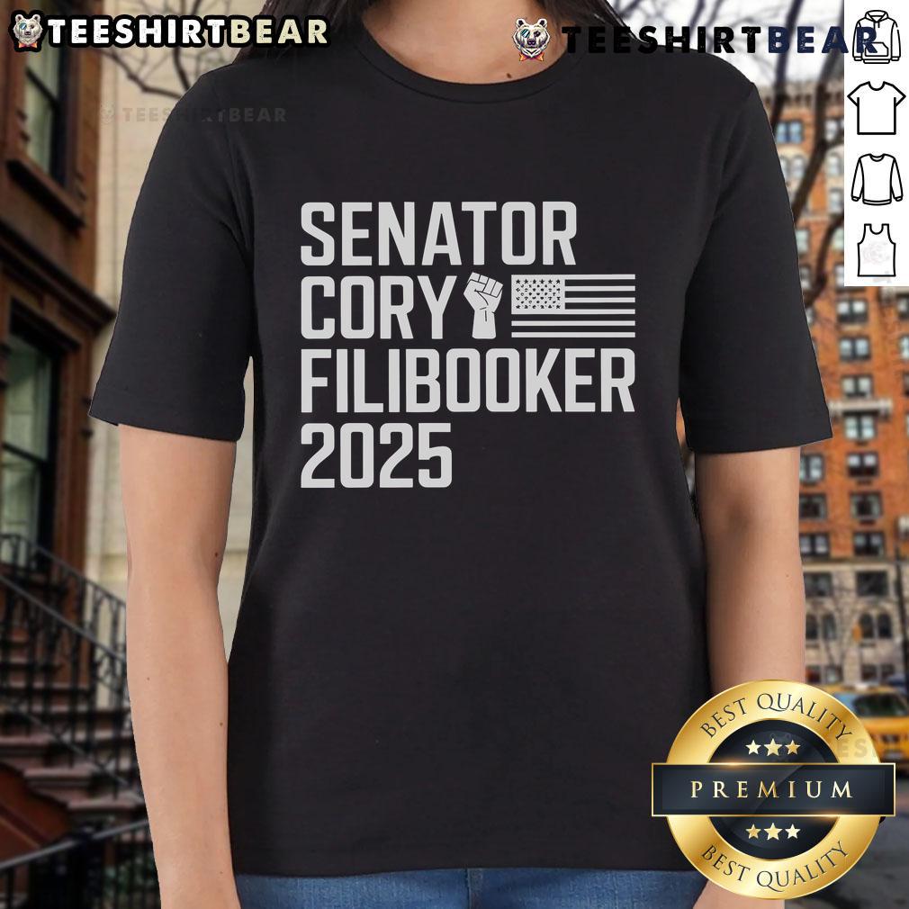 Pretty Senator Cory Booker in a stylish filibuster-themed tee, perfect for fans of Cory Booker's activism and fashion.