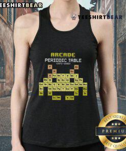 Retro Top Arcade Periodic Table tank top design from 1972-1993 featuring iconic arcade game graphics.